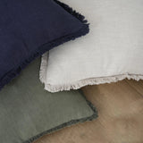 LinoFringe Set van 2 Decoratieve Linnen Lendenkussenhoezen