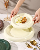 PureServe Koreaanse Keramische Dessertplaat – Minimalistische Eet- en Snackplaat