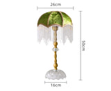 VelourLumière Franse Retro Tafellamp – Luxe Groene Fluwelen Nachtkastlamp met Kwastafwerking