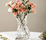 CrystalBloom Onregelmatige Transparante Glazen Vaas – Moderne Bloemdecoratie voor Tafel en Interieur