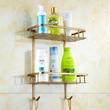 RegalBronze Luxe Hoekrek – Antiek Messing Wandplank voor Badkameropslag