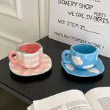 NordicSky Handgekneed Keramisch Koffiekopje & Schotel Set