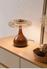 Andi Franse Walnoot Glazen Tafellamp