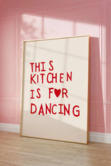 HeartQuote Minimalistische Rode Poster – Schattige Keuken & Restaurant Canvas Wall Art