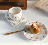 NordicSky Handgekneed Keramisch Koffiekopje & Schotel Set