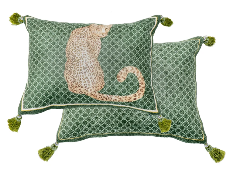CA-Style Luxe Luipaard Kussenhoes – Vintage Groene Panthera Sierkussenhoes